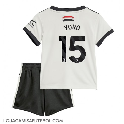 Camisa de Futebol Manchester United Leny Yoro #15 Equipamento Alternativo Infantil 2024-25 Manga Curta (+ Calças curtas)